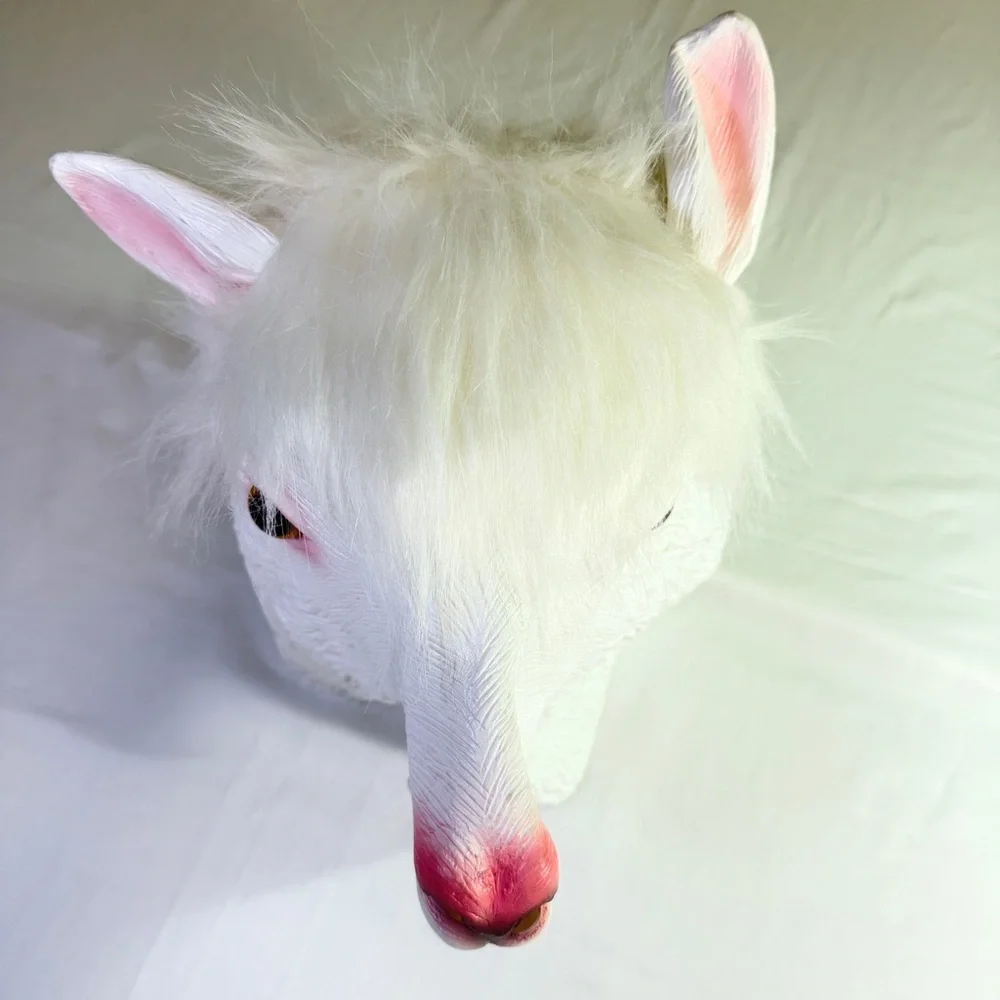 White Alpaca Latex Mask Realistic Animal Head Collection Festival Costume New